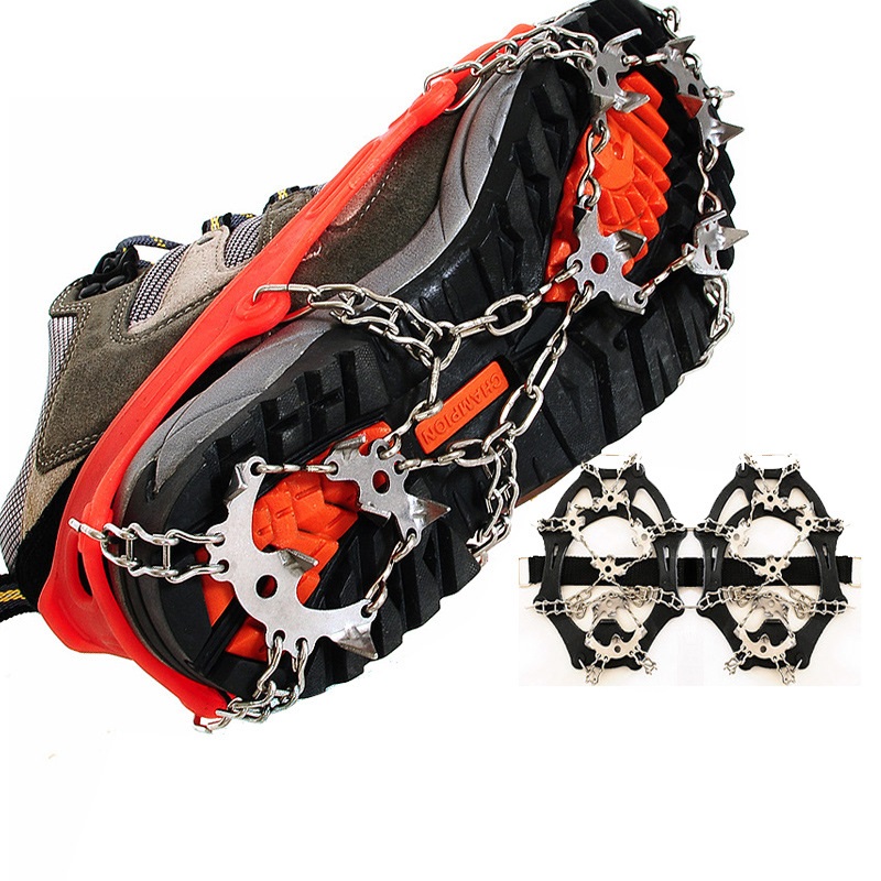 Ice Grippers - 18 Teeth - Anti-Slip Cleats for Boots - Hiking & Climbing