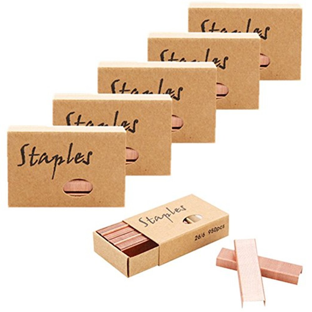 26/6 Rose Gold Standard Staples 12mm 950/set 6 Sets/Pack 5700 Count for Office Finance Universal Staples Stationery Supplies
