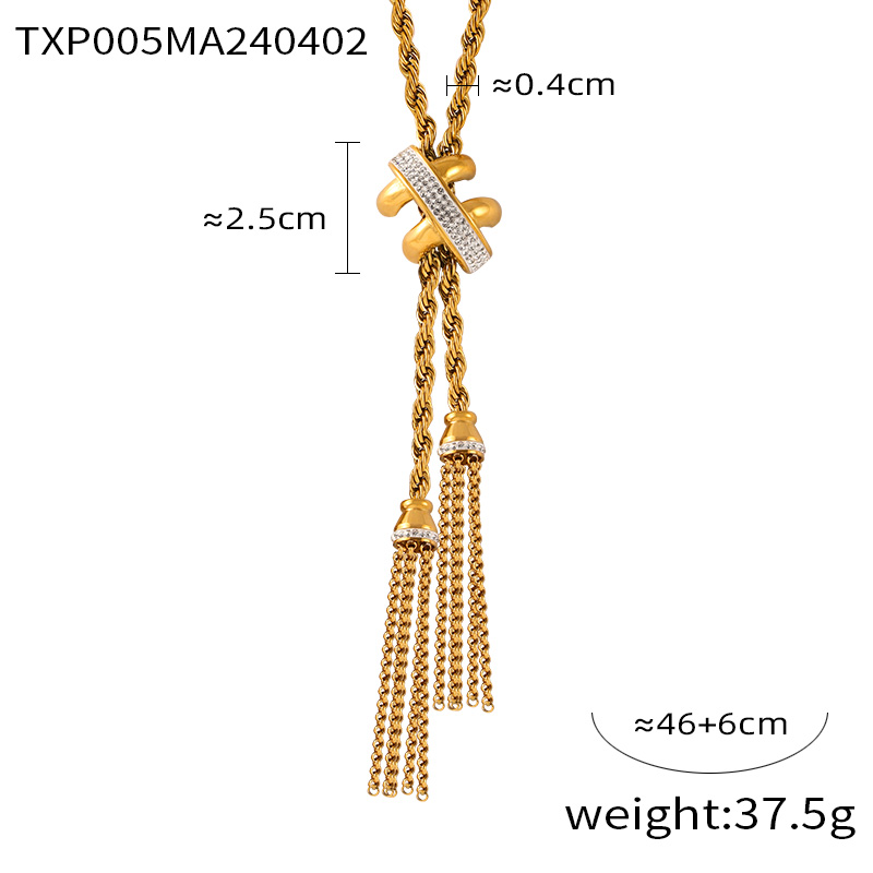 Nivora Stainless Steel Rhinestone Pendant Neck Choker Long Sweater Necklace For Women Gold Plated Jewelry طقم مجوهرات: Antique Gold Plated