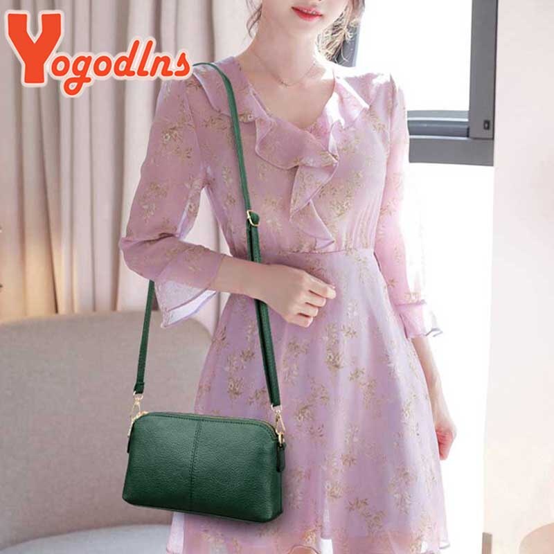 Yogodlns årgang pu lær crossbody bag litchi mønster skulderveske enkel glatt farge messenegr bag fritid shopping veske