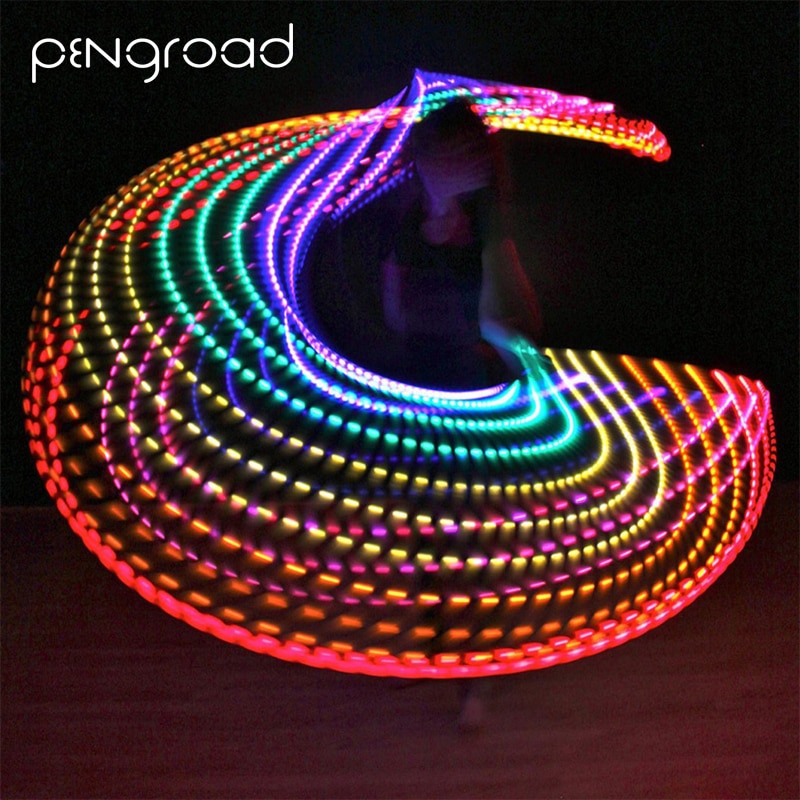 PENGROAD LED Colorful Unremovable Sport Hoops Illuminate Fitness Circle Performing Arts Abdominal Loss Weight Fitness Equipments