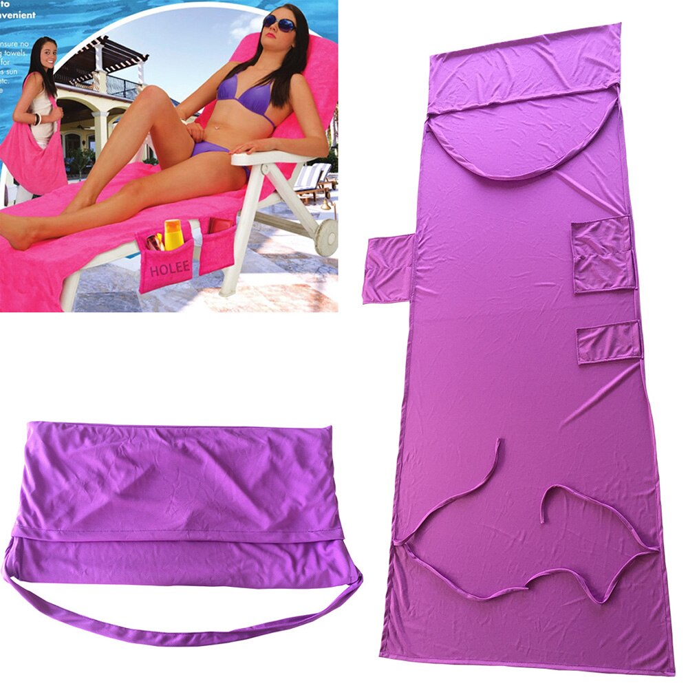 Portable Beach Chair Towel Long Strap Beach Bed Chair Towel Cover With Pocket for Summer Pool Sun Outdoor Activities Garden: Red