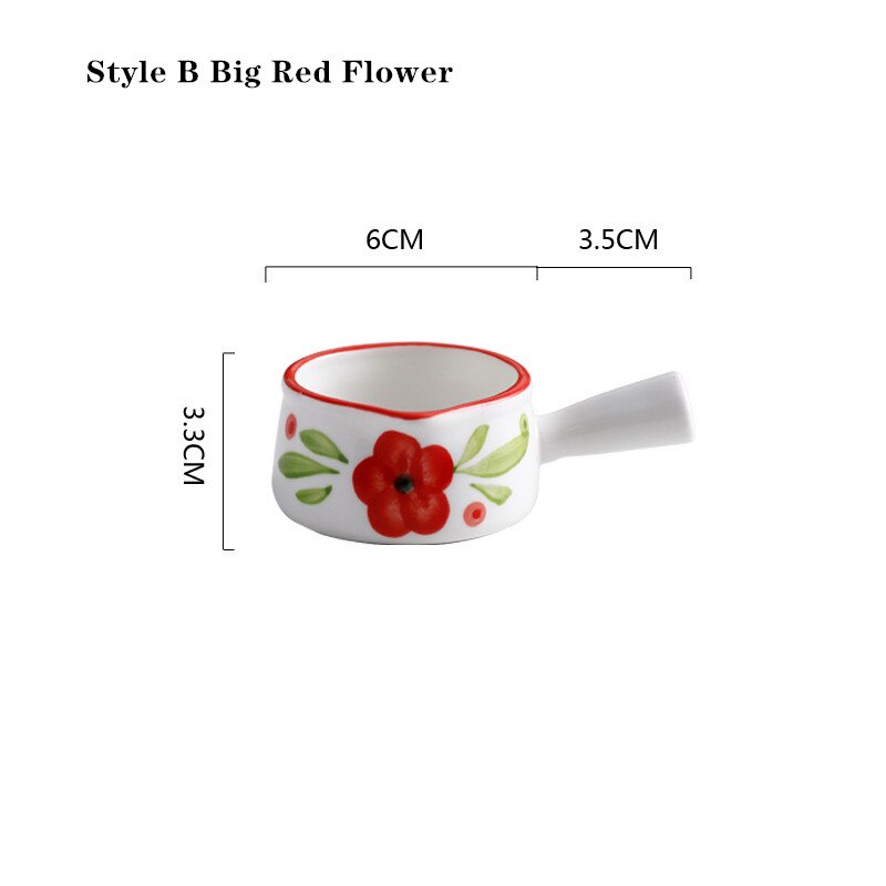 Poignée courte en céramique petit pot à lait plat de sauce salade de style européen plat de sauce tomate vaisselle de cuisine: TYPE B Flower