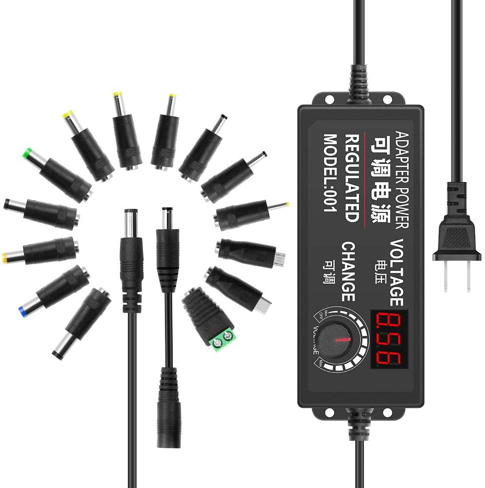 Universele Voeding 3V-12V 5A 60W Verstelbare Ac/Dc Adapter 100 ~ 240V ac Naar Dc 3V 5V 6V 8V 9V 12V Met Led Display En 14 stekkers