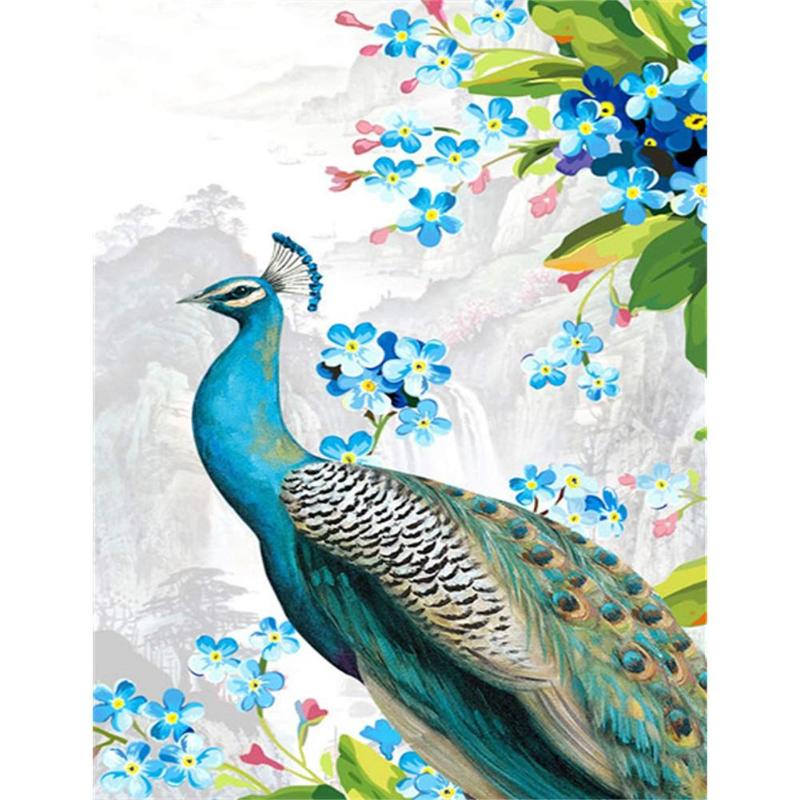 5D DIY especial en forma de pintura de diamante de pavo real búho botánica Kit de costura de punto de cruz resistencia a la oxidación arte de la pared 30X25cm: D