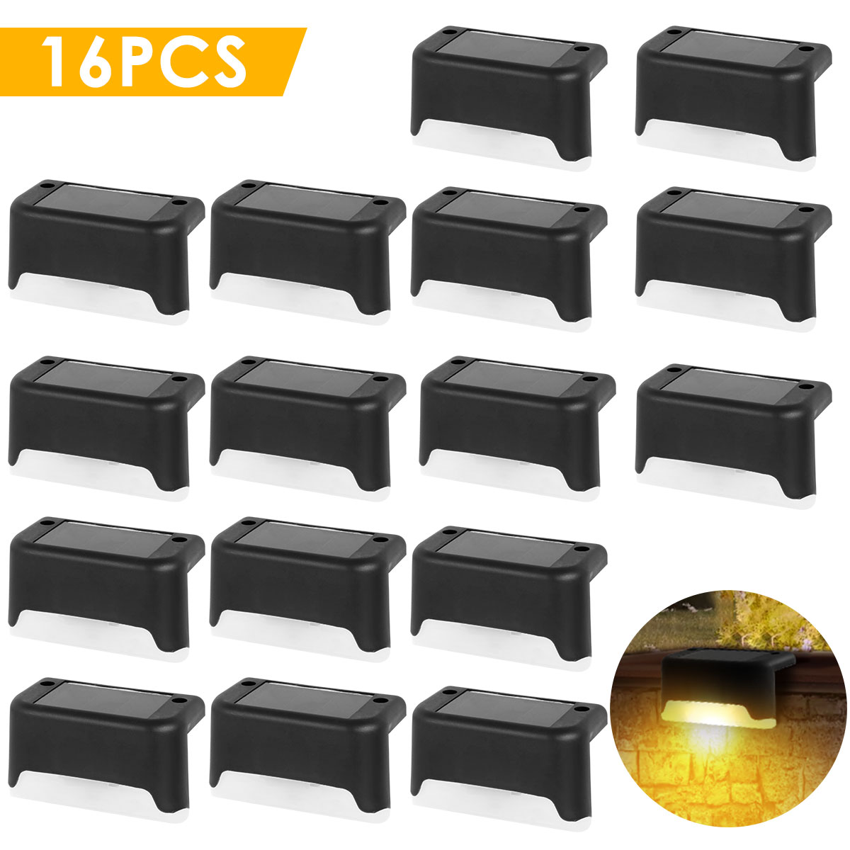 Warmweiß Solar- Zaun Lampe LED Solar- Schritt Lampe draussen Schritt Licht wasserdichte Garten Dekor Lampe für Terrassen treppe Geländer Weg: veränderbar