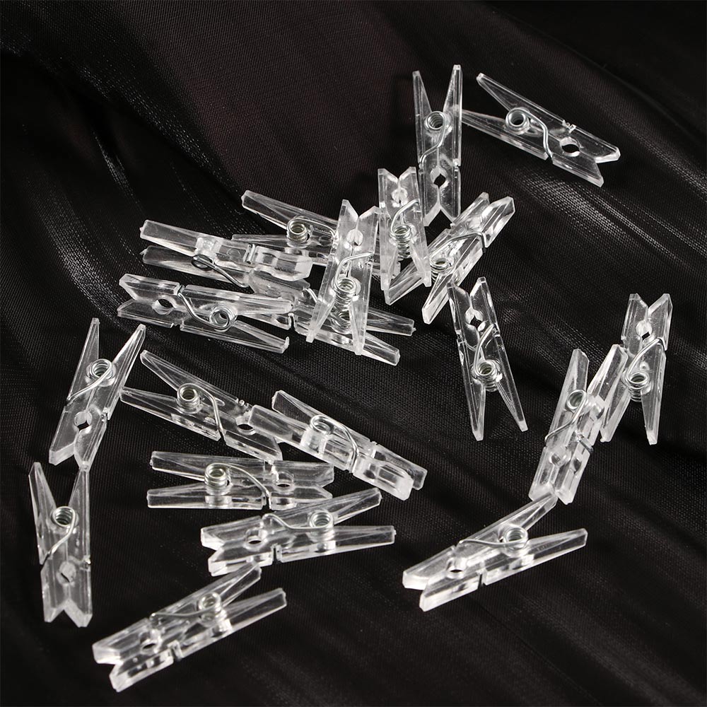 20 pcs Transparent Clips Clamps Clips Clothes Spring Hanging Plastic Clamp Line Clips Clothespins for Photos Cloth Paper