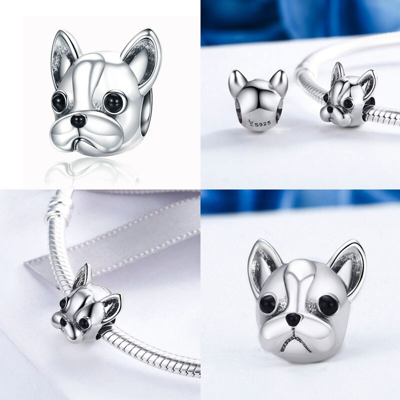 100% 925 Sterling Zilveren Hond Verhaal Poedel Puppy Franse Bulldog Kralen Charm Fit Bedels Zilver 925 Originele armband