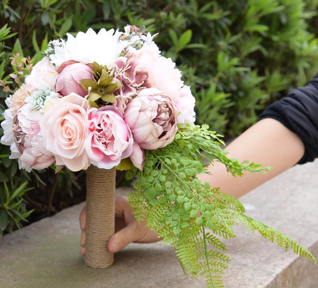 Perfectlifeoh bukett de novio bryllup peoner brudebuketter dekorasjon blomster peon buketter til casamento: Stil 2