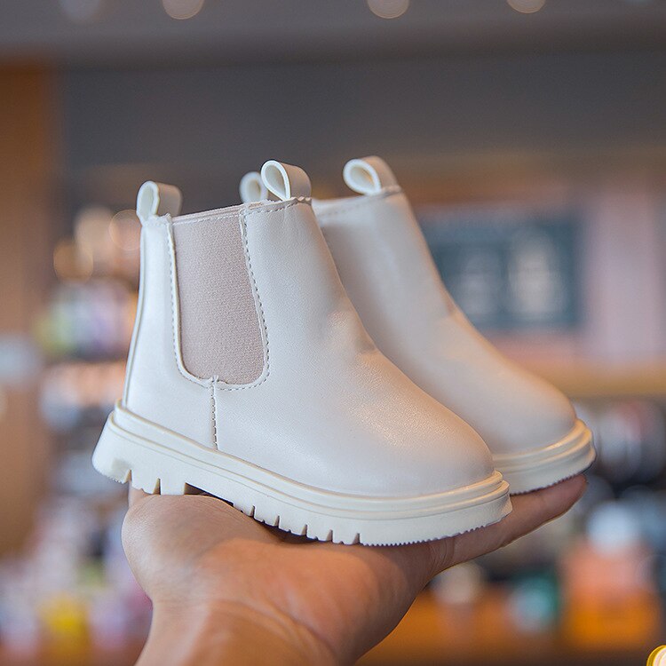 Kids Shoes for Girl Winter Boots Female Children&#39;s Shoes Short Toddler Girl Boots Autumn Full Leather Waterproof Non-slip: white / 30