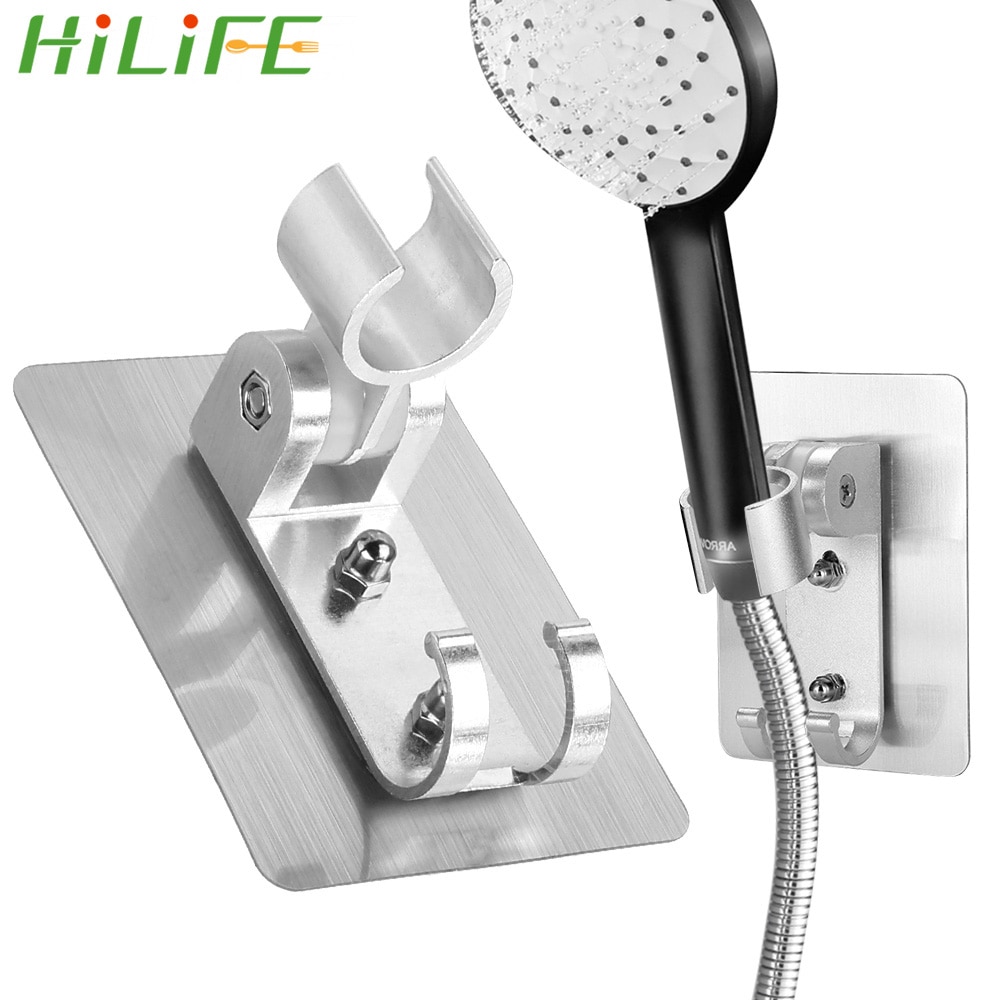 HILIFE Hand Held Bathroom Shower Head Fitting Portable Hook Pedestal Bracket Head Stand Bracket Wall Gel Mounted Shower Holder