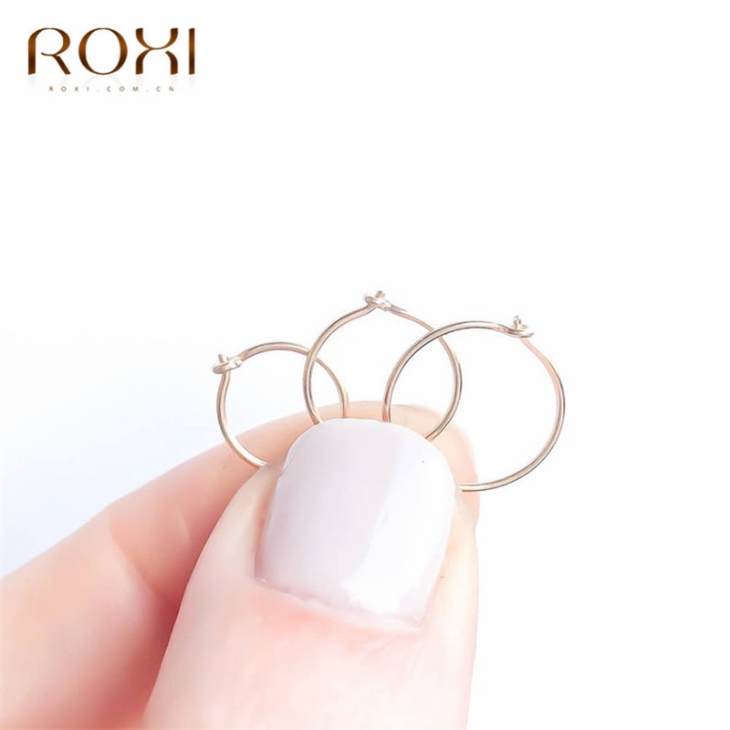 ROXI Gioelleria Raffinata E Alla Moda Semplice 925 Orecchini in Argento Sterling Per le donne Mini Piccoli Orecchini A Cerchio Orecchio Osso Fibbia Rotondi del Cerchio Orecchino