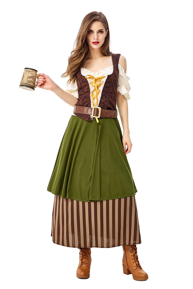 Costume de serveuse de bière allemande oktoberfestival pour filles, tenue de travail, de serveur de bière, de la Tradition cubaine, , M-2XL: M