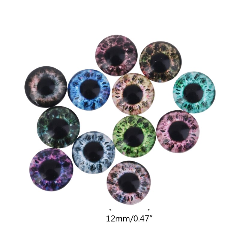 20 sztuk szklane lalki oko DIY rzemiosło gałki oczne dla zwierząt dinozaurów oczy akcesoria B2QD: 5AC105205  12mm