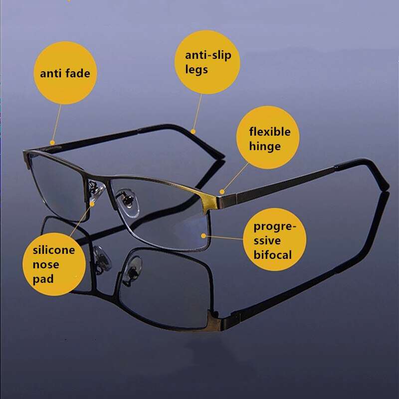 smart Progressive photochromic reading glasses unisex anti-blue light multifocal near dual-use Presbyopic Glasses 1.0-4.0
