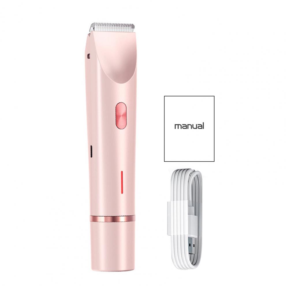 Kvinders dobbelthovedet elektrisk barbermaskine usb genopladelig bærbar ansigt krop bikiniområde arm ben hårfjerning barbermaskine epilator trimmer: Default Title