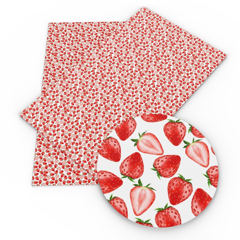 Fruits Theme Faux Leather Sheets Pineapple Strawberry Banana Pattern Printed Synthetic Leather Fabric Sewing Materials Crafts: 1099145001
