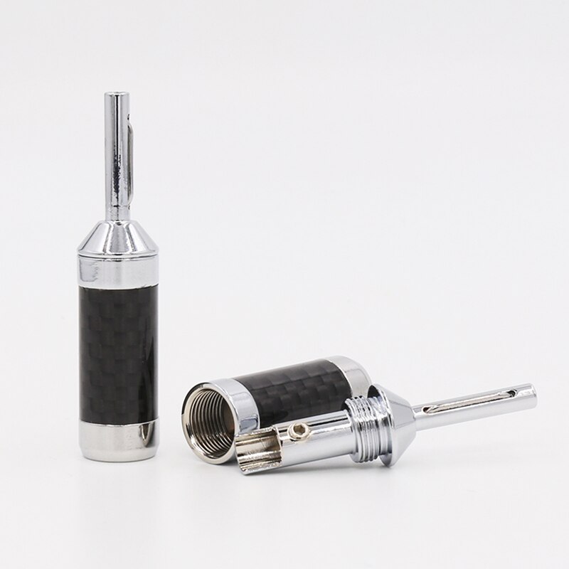 VB004 Carbon Fiber Rhodium Vergulde Banaan Plug Audio HIFI Luidspreker Stekker 4 stks