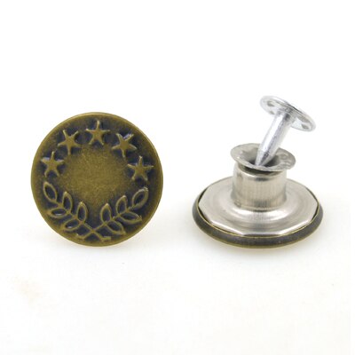 Komen 10 Sets/partij 17Mm Brons Mode Metalen Jeans Knop Schacht Knop Voor Kledingstuk Broek Naaien Kleding Accseeories Handgemaakte: NO 069