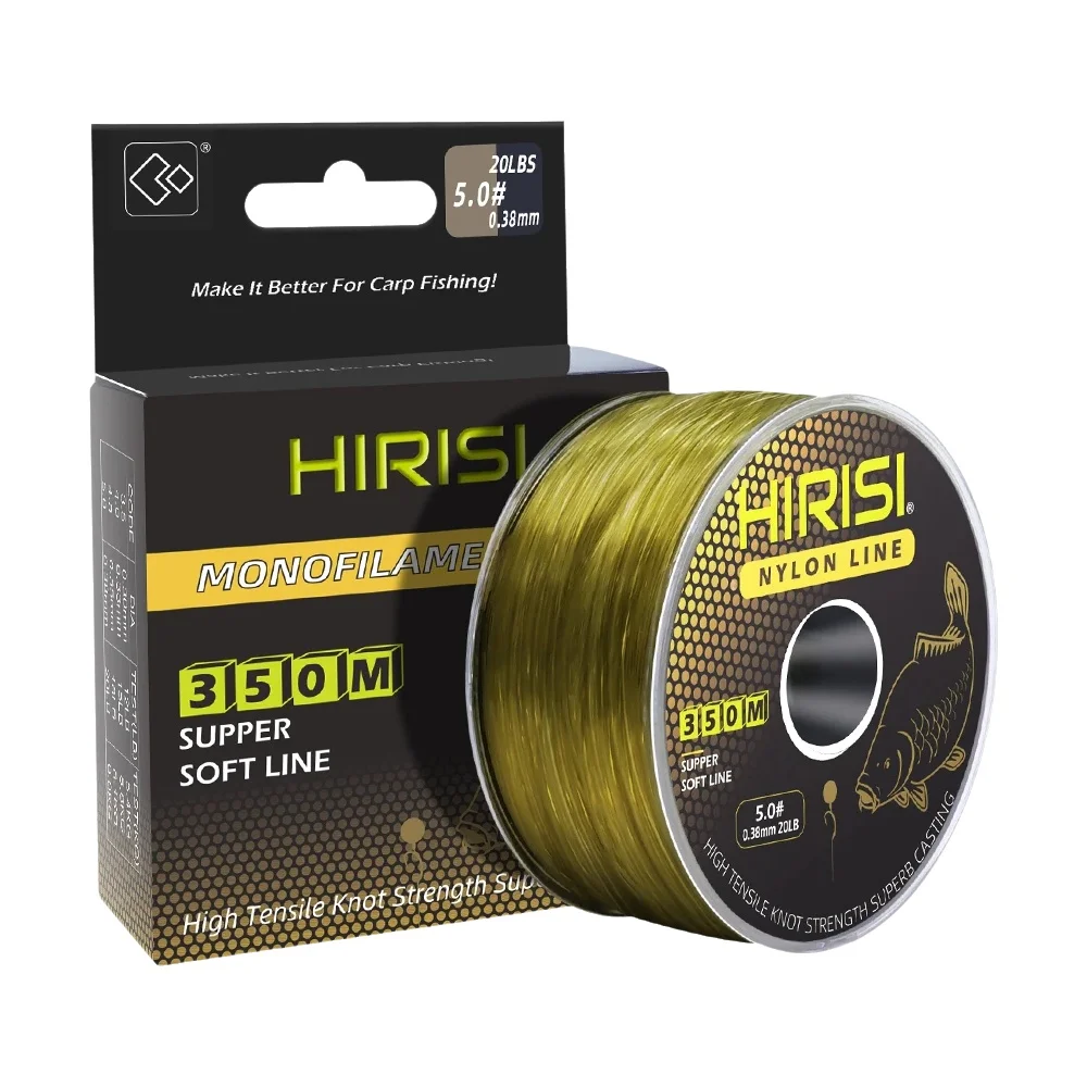 Hirisi-sedal de pesca súper fuerte de 350m, monofilamento japonés de nailon, accesorios de pesca de carpa, 12LB-20LB: Blanco / 0.3
