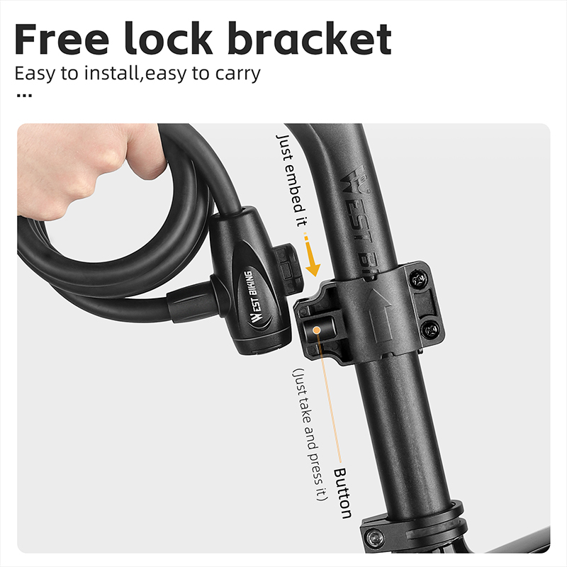 WEST BIKING – serrure à câble en acier antigel pour vélo, Portable, sécurité, antivol, fil épais, en alliage de Zinc, accessoires de vélo