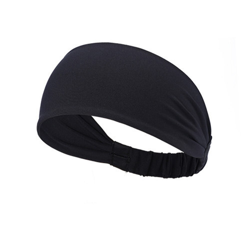 Men Women Elastic Band Head Sweatband Gym Outdoor Sports Basketball Anti-slip Cycling Fitness Breathable Running Sweat-absorbent: Black