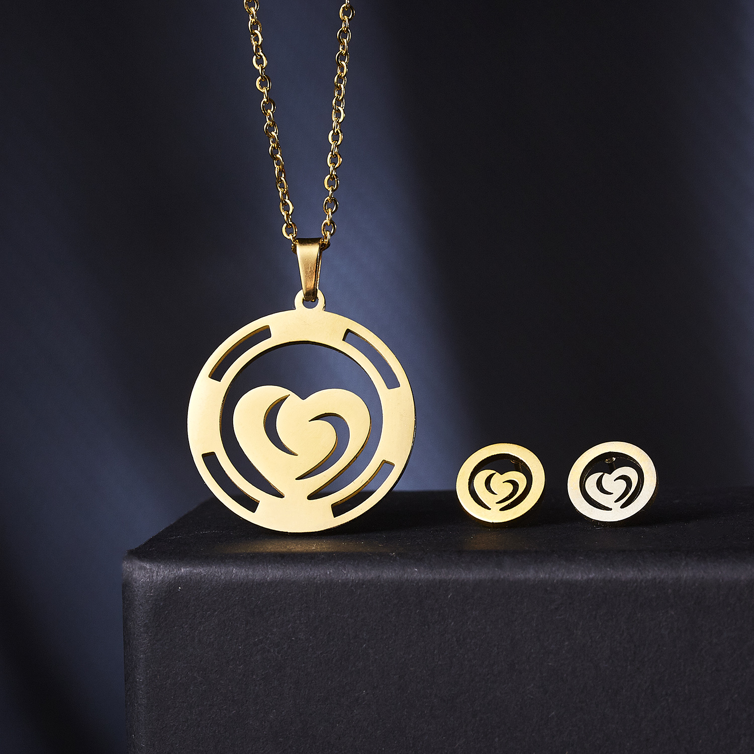 Rinhoo-Conjunto de joyería para el día de la madre, colgante de acero inoxidable con forma de corazón, rosa, flor, collar, pendientes, de Acción de Gracias para mamá: 8