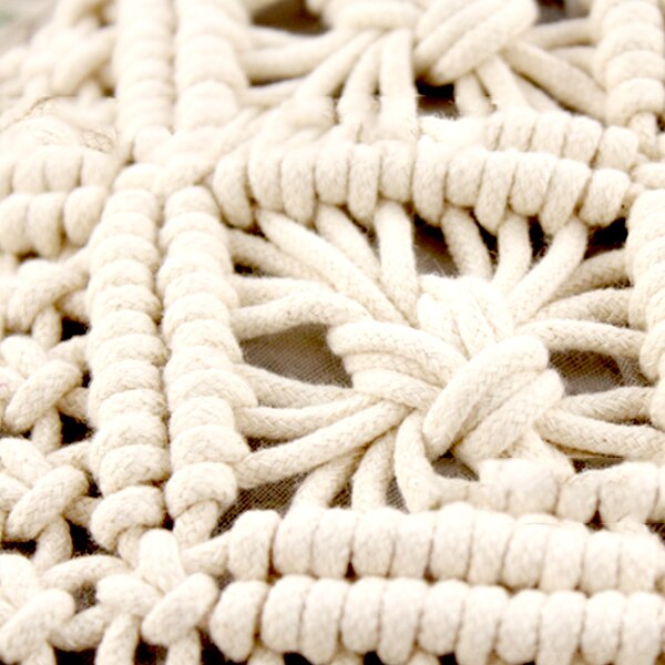 Baumwolle Seil Fransen Handgemachte Baumwolle Taschen Ballen Die Nur Schultern Strand Taschen (Weiß)