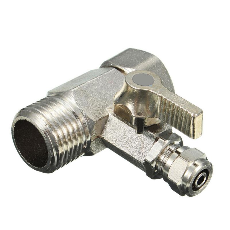 Metal 1/2'' to 1/4'' Tee Adapter Valve Water Adapter with Shut-off Ball Tee Valve Tap Tee Connector Home Valve Repair Parts