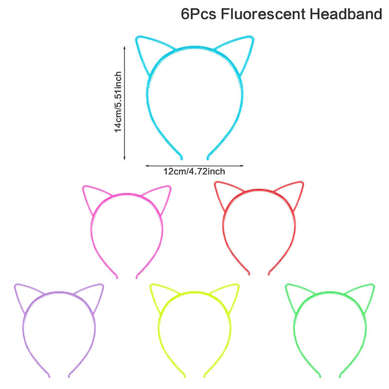 Aro de pelo fluorescente, diadema de plástico que brilla en la oscuridad, suministros para fiestas, fotomatón para decoración de cumpleaños, boda, Baby Shower, 6 uds.: Color zafiro profundo