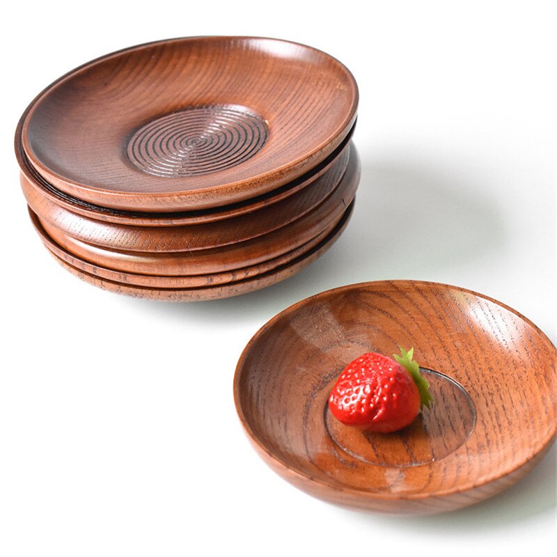 XZJJA 7.5-15cm Ronde Servies Kleine Houten Plaat Keuken Brood Fruit Dessert Schotel Massief Hout Snack Lade Thuis trinket Gerechten