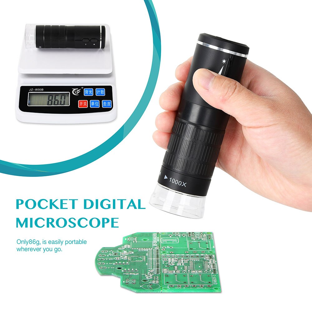 1000X Digital WIFI Microscope 8 LED 800mAh Rechargeable Smart Phone Microscope Camera Video for PCB Solder
