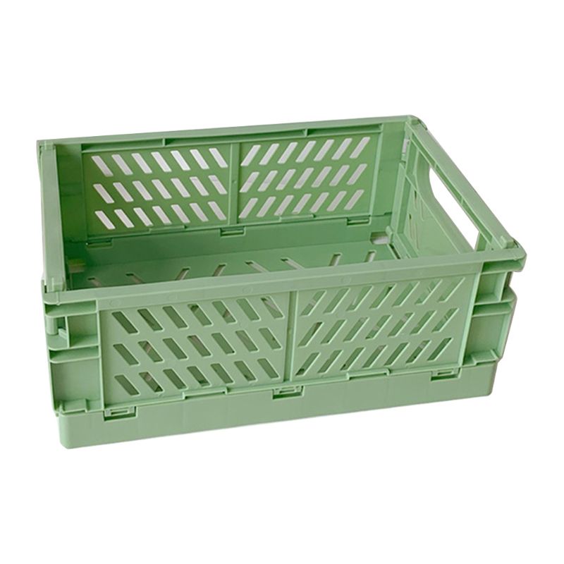 Collapsible Crate Plastic Folding Storage Box Basket Utility Cosmetic Container Desktop Holder Home Use: Green