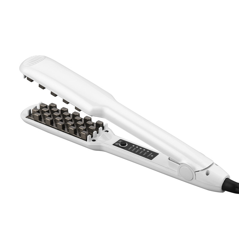 Electric Ceramic Hair Straightener 3D Volumizing Iron Flat Iron Corn Wave Perm Styling Tool for Fluffy Hair: WHITE / AU