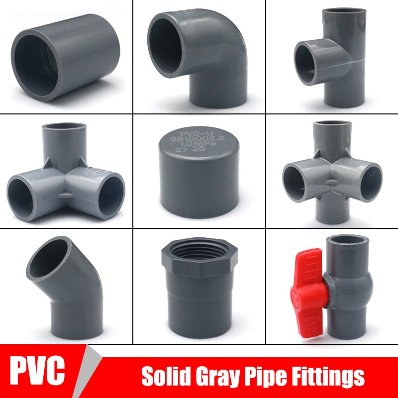 fast grå pvc rørfittings diy rett albue som tee koblinger plast skjøt rør kobling adapter 3/4/5/6 veier