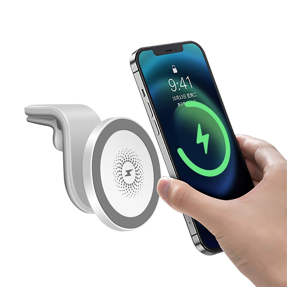 15W Magnetische Wireless Car Charger Mount Voor Iphone 12Pro Max Voor Mag-Veilig Snelle Opladen Draadloze Oplader auto Telefoon Houder: White