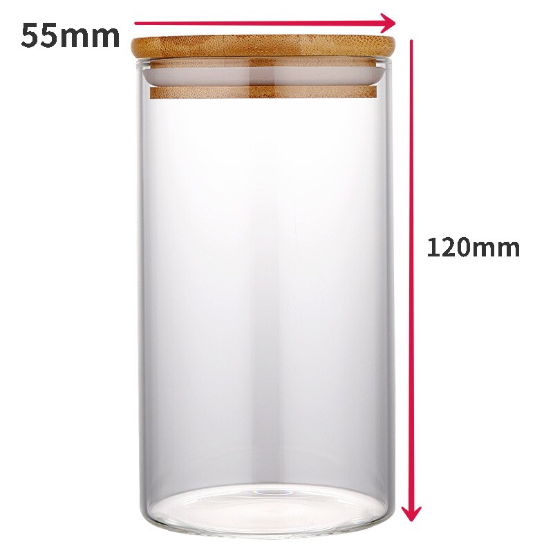 Fabricación de velas de cumpleaños, tarros artesanales de vidrio de borosilicato, bote de sellado, bote de té, aperitivos, botella de caramelo, tarro de vela de almacenamiento: 55X120MM