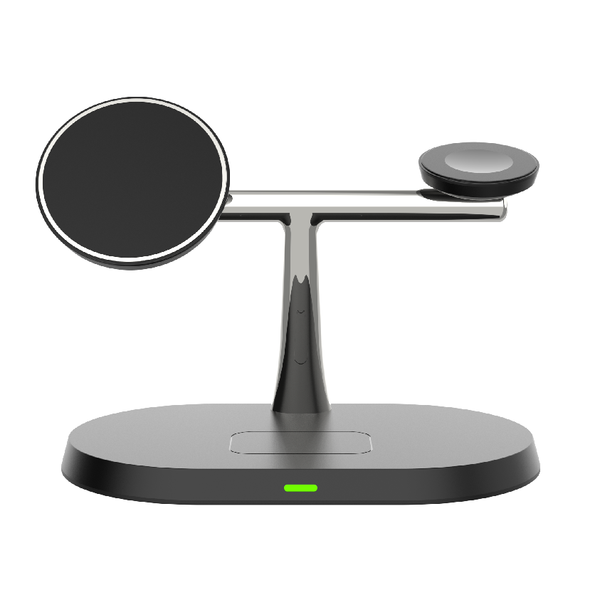 Suporte de carregador magnético sem fio, estação de carregamento rápido para iPhone 15, 14, 13, 12 Pro Max, Apple Watch 8, 7, Airpods Pro, 3 em 1, 30W