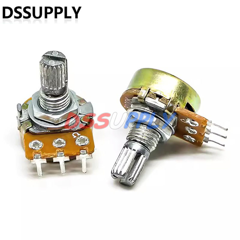 5Sets WH148 15mm 3 Pin Linear Taper Rotary Potentiometer Resistor 1K 2K 5K 10K 20K 50K 100KΩ Ohm For Arduino With AD2 White Knob
