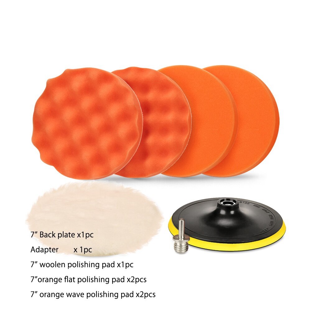 SPTA 7Pcs High Gross 5" 6" 7" Polishing Pad Buffing Pad Kit for Car Polishing Buffer--M14 thread -DIY Use: 7inch Polishing Kit / 58-11 Thread