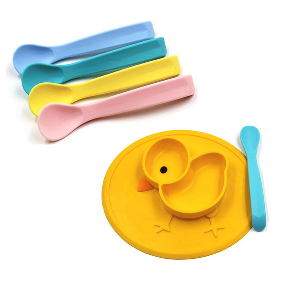 Solid Advanced Silicone Baby Feeding Spoon Infant Temperature Sensing Weaning Soft Head Solid Spoons for 4-24 Months Baby