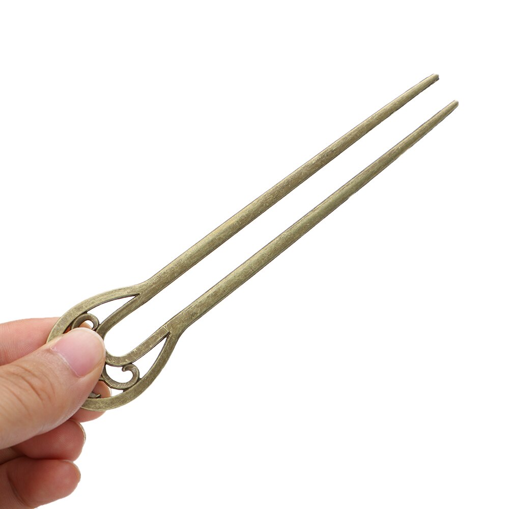 1 Uds horquilla de aleación con varilla de pelo metálico estilo Retro a la en forma de U, horquilla de doble flor ondulada, accesorios para el cabello, herramientas de estilismo