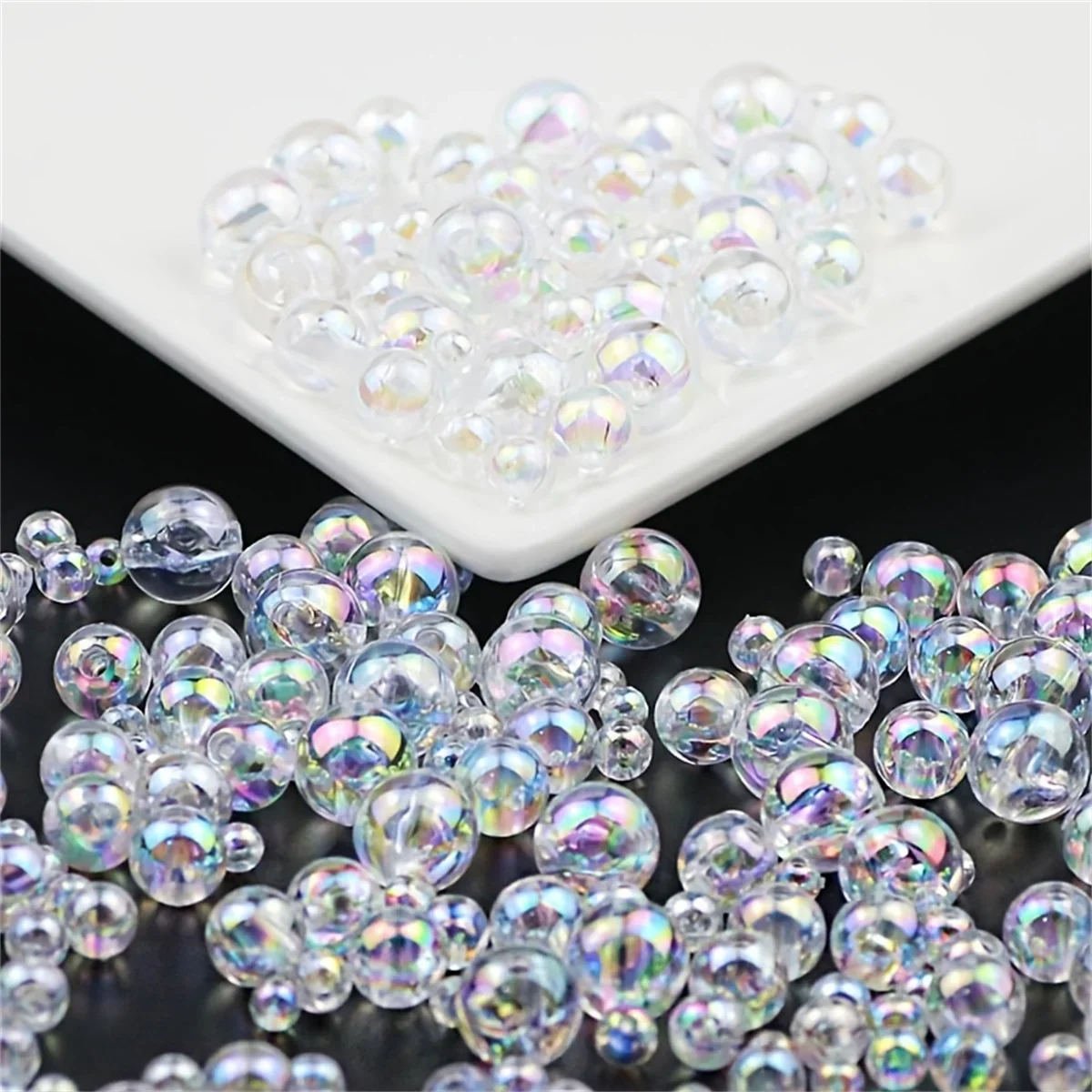 Cuentas de perlas de imitación ABS de 6mm/8mm/10mm, suministros de joyería DIY blancos transparentes para collares, pulseras y manualidades