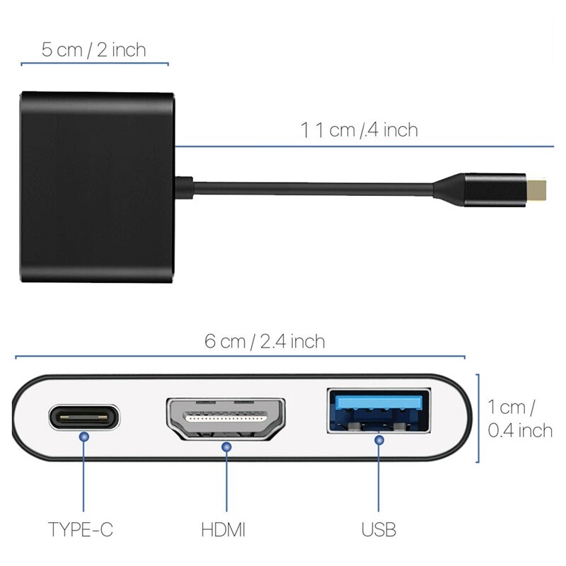 Type-C to HDMI Adapter USB 3.0 HUB Dock Converter Cable Three in One Converter for Samsung DEX Nintendo