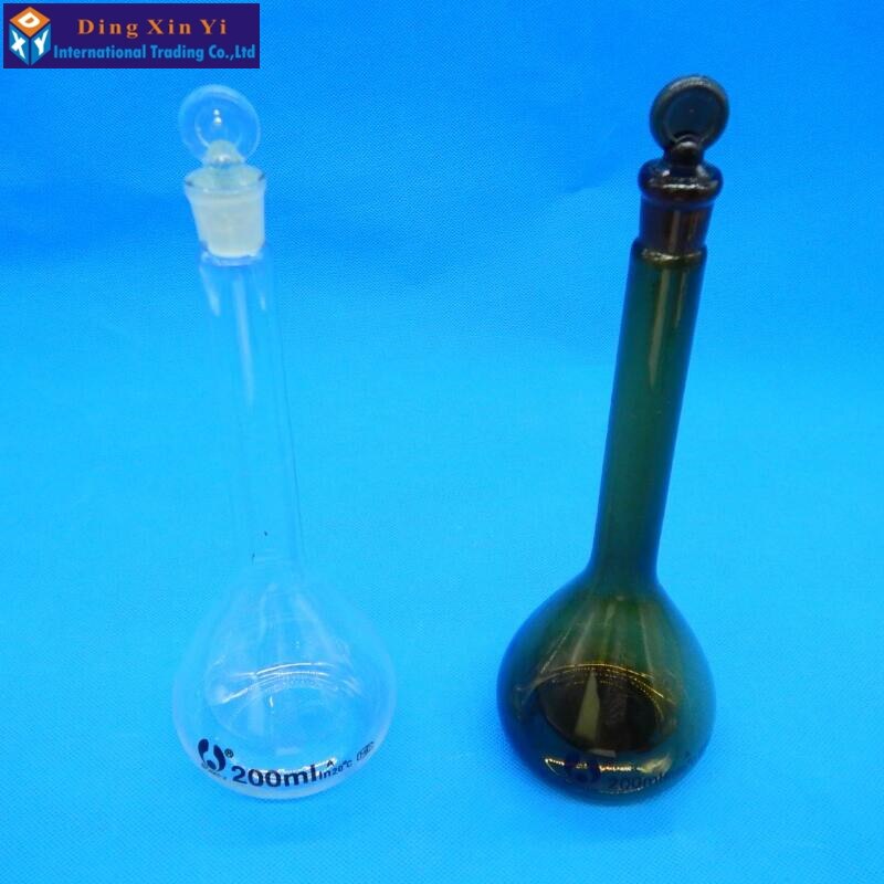 200ml brown volumetric flask Constant volume bottle flint glass brown flask volumetric Laboratory volumetric flask