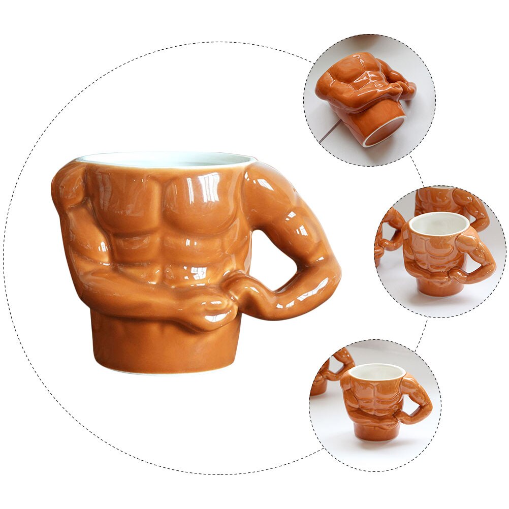 1Pc Unique Muscle Man Shape Cup Mug Festival Durable Tea Cup