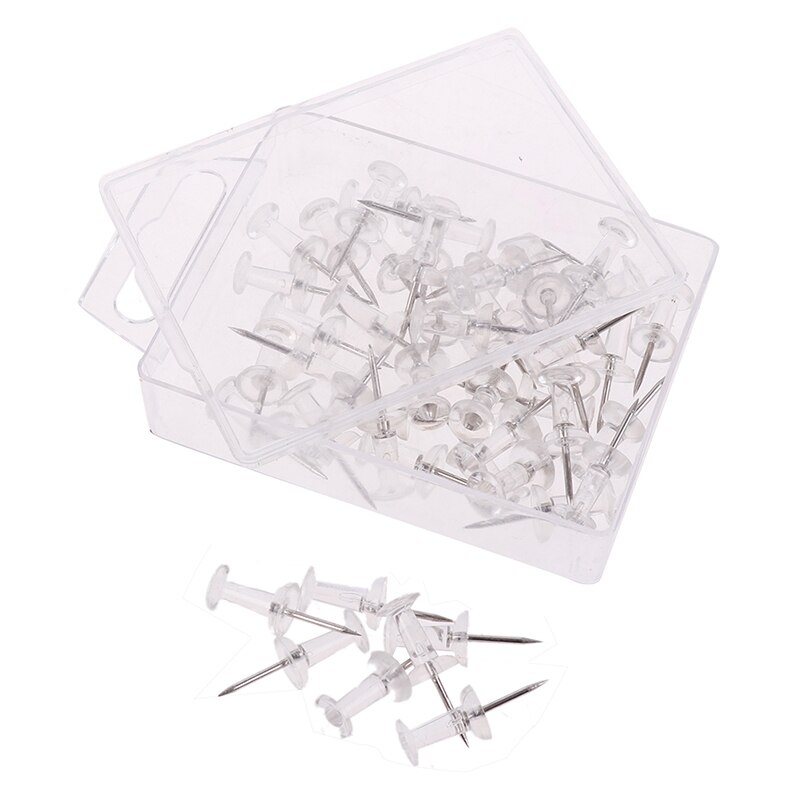 50pcs/set Plastic Transparent Rose Gold Push Pins Thumb Thumbtack Board Pins Drawing Photo Wall Studs Office School Supplies