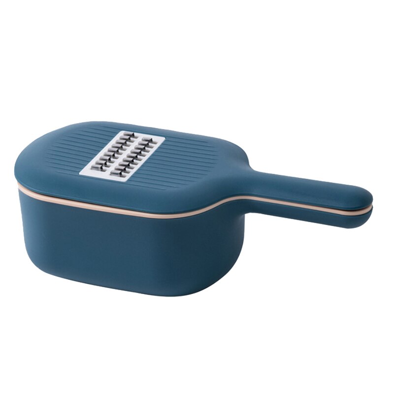 Pp Rvs Groentensnijder Slicer Dunschiller Opslag Mand Rasp Keuken Tool Voor Aardappel Wortel Kaas, Marineblauw