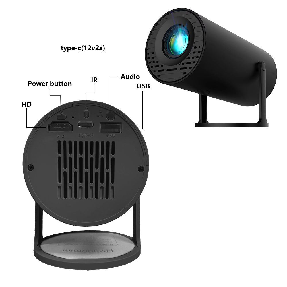 MINI Portable Projector WIFI Resolution Intelligent Control Home Theater Outdoor Movie LED Projector: WHITE