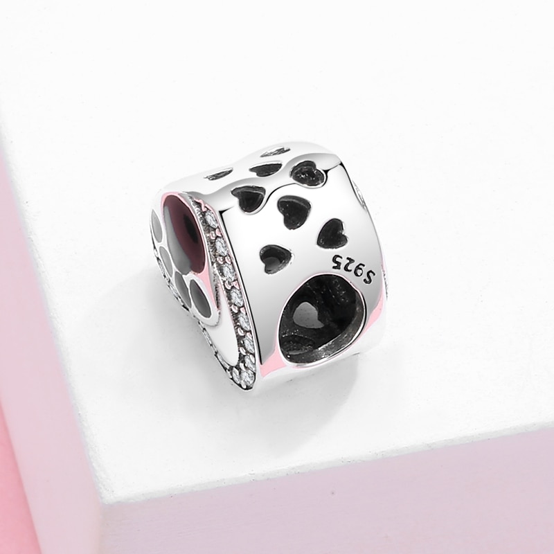 Charmante bedel in de vorm van een kattenpoot voor een originele zilveren armband, 925 sterling zilveren doe-het-zelf sieraden armband maken